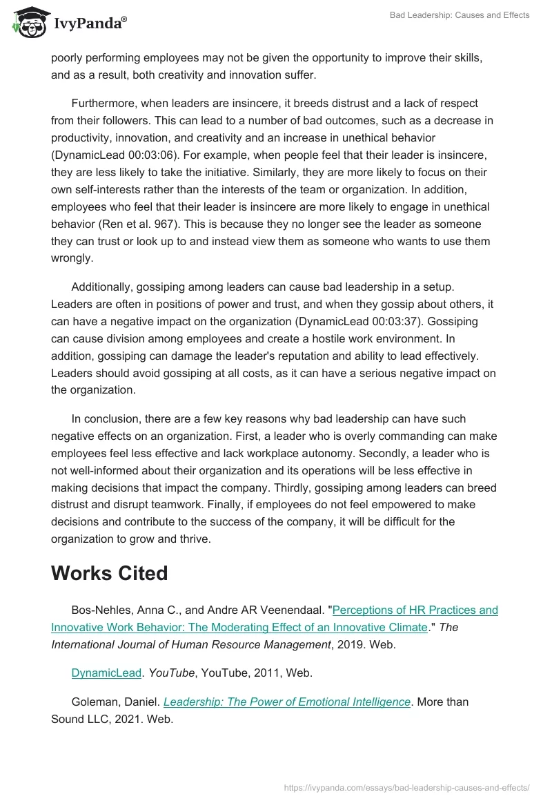 Bad Leadership: Causes and Effects. Page 3