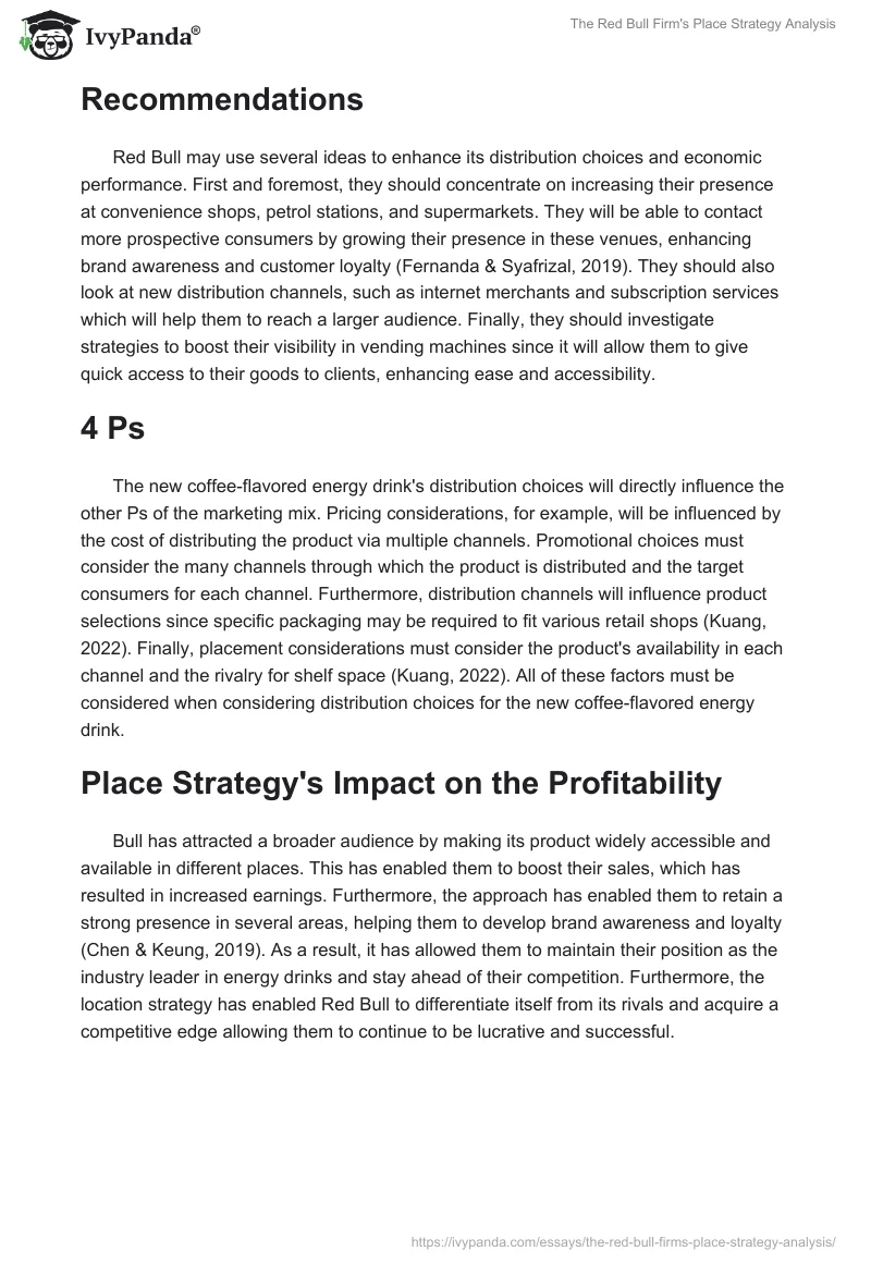 The Red Bull Firm's Place Strategy Analysis. Page 3