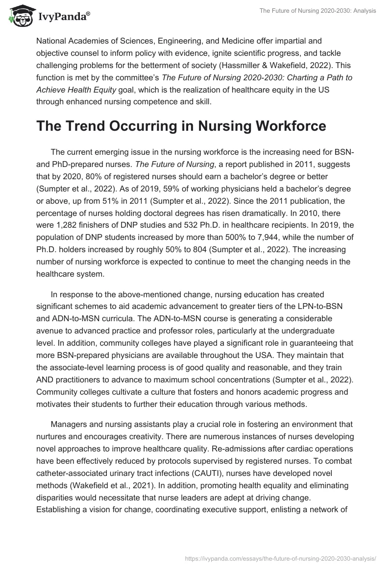 The Future of Nursing 2020-2030: Analysis. Page 2