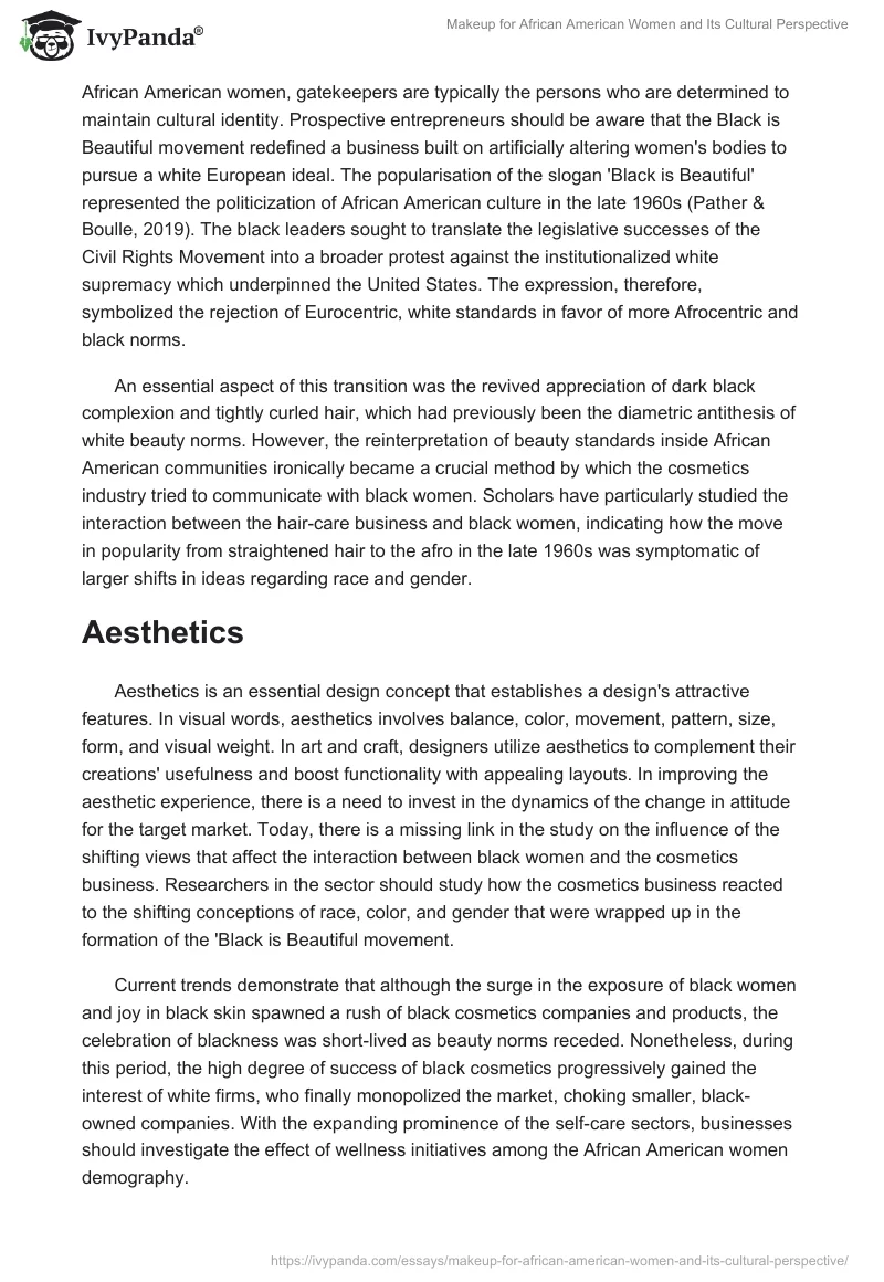 Makeup for African American Women and Its Cultural Perspective. Page 5