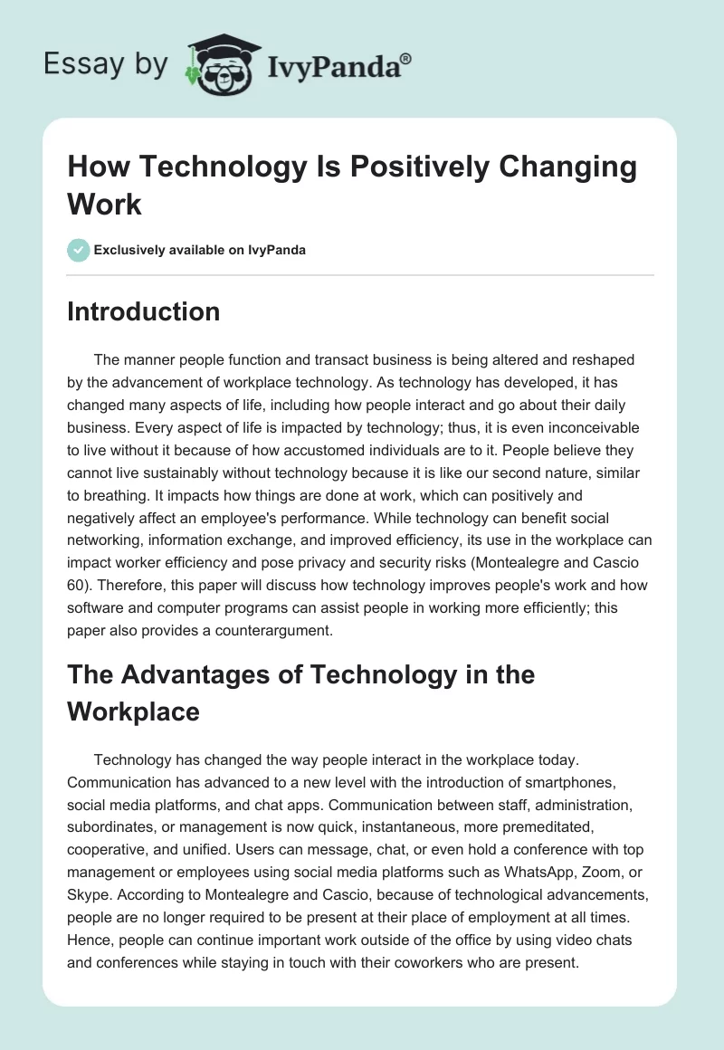 How Technology Is Positively Changing Work. Page 1