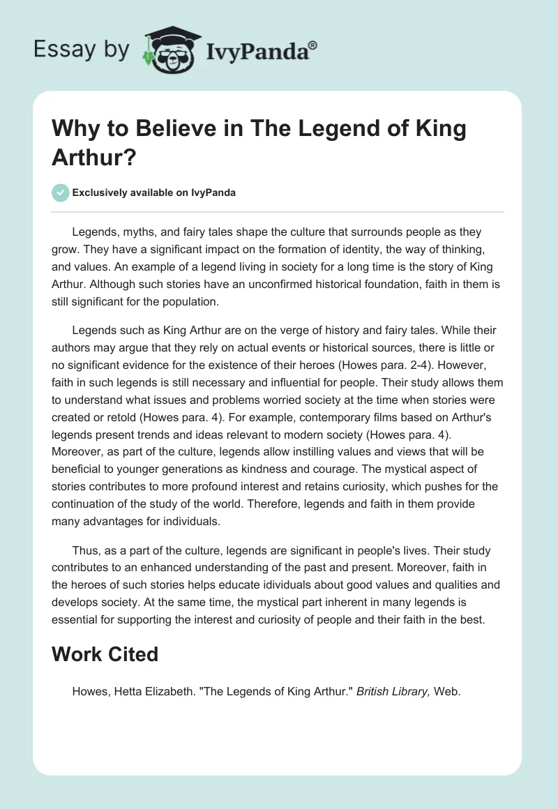 Why to Believe in The Legend of King Arthur?. Page 1