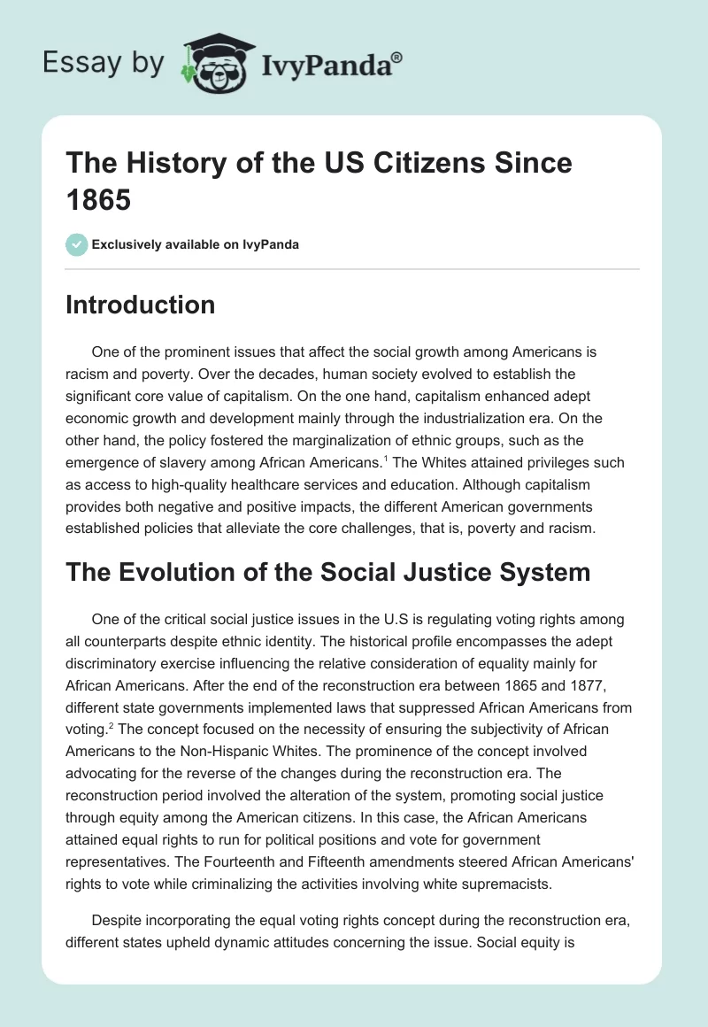 The History of the US Citizens Since 1865. Page 1