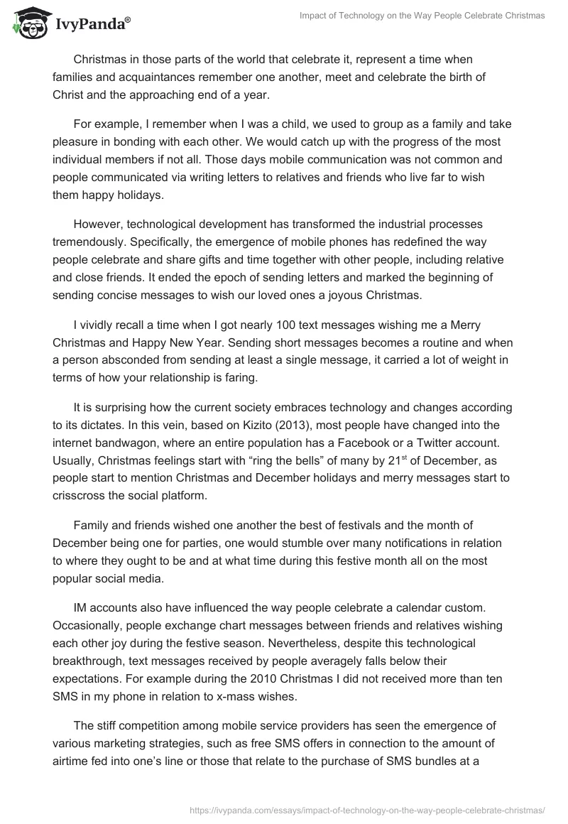 Impact of Technology on the Way People Celebrate Christmas. Page 2