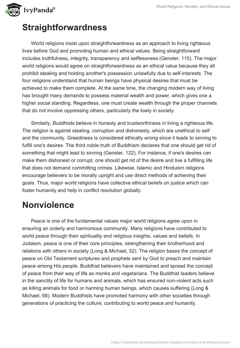 World Religions, Morality, and Ethical Issues. Page 3