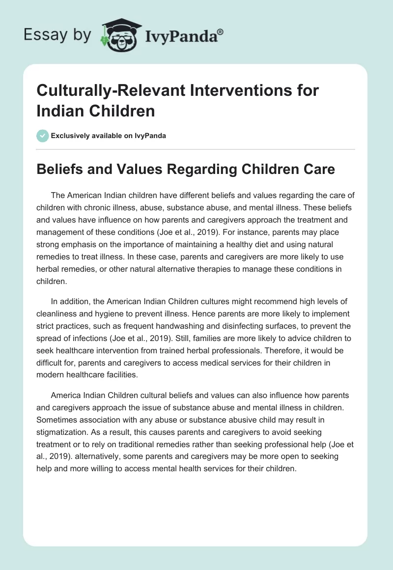 Culturally-Relevant Interventions for Indian Children. Page 1