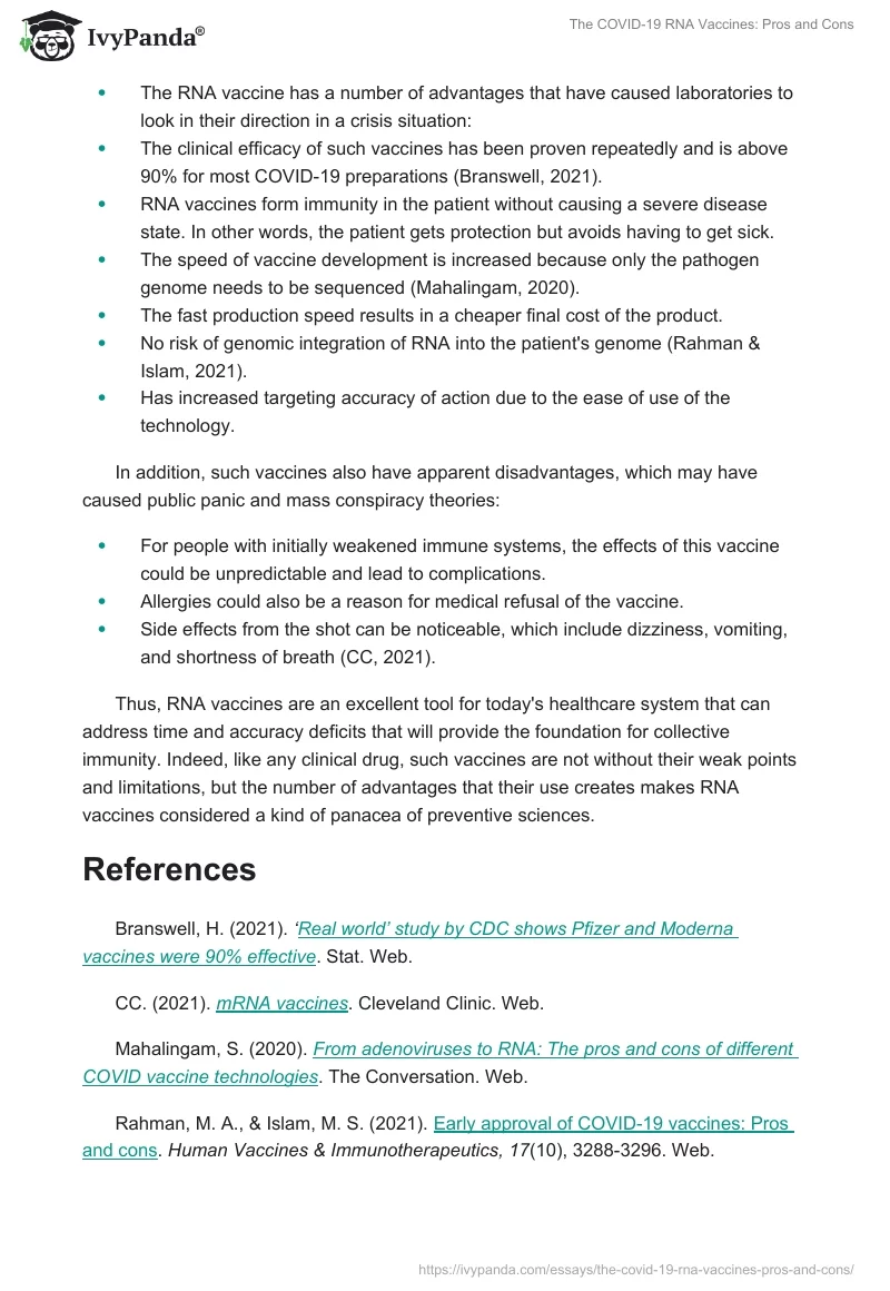 The COVID-19 RNA Vaccines: Pros and Cons. Page 2