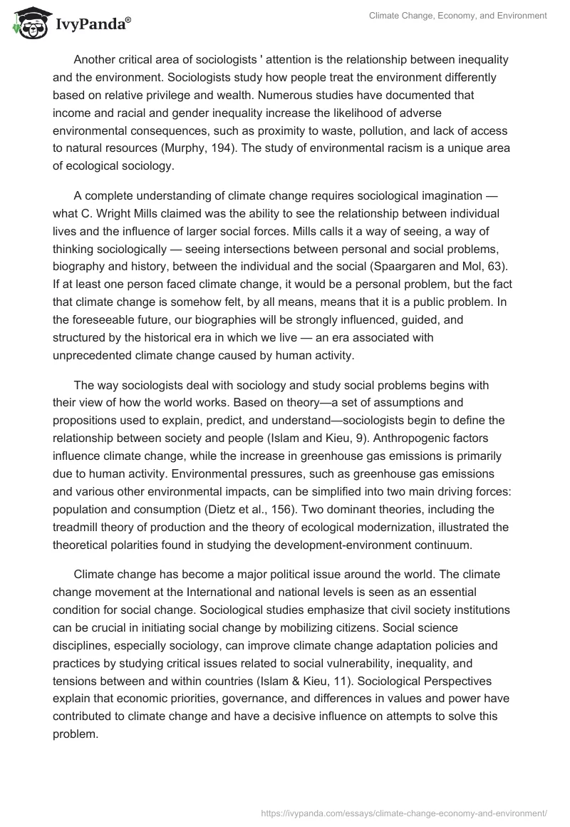 Climate Change, Economy, and Environment. Page 2