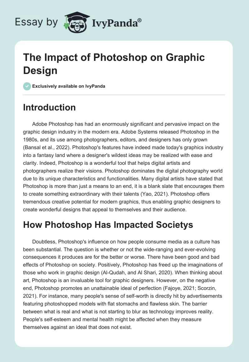 The Impact of Photoshop on Graphic Design. Page 1
