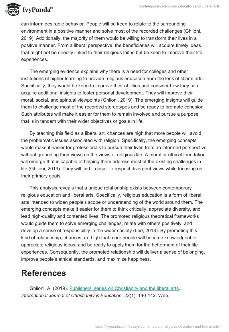 Contemporary Religious Education and Liberal Arts. Page 2