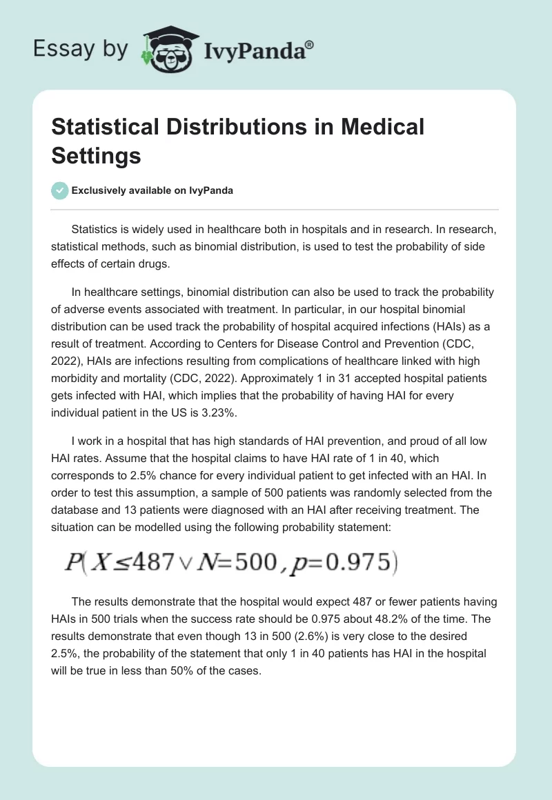Statistical Distributions in Medical Settings. Page 1