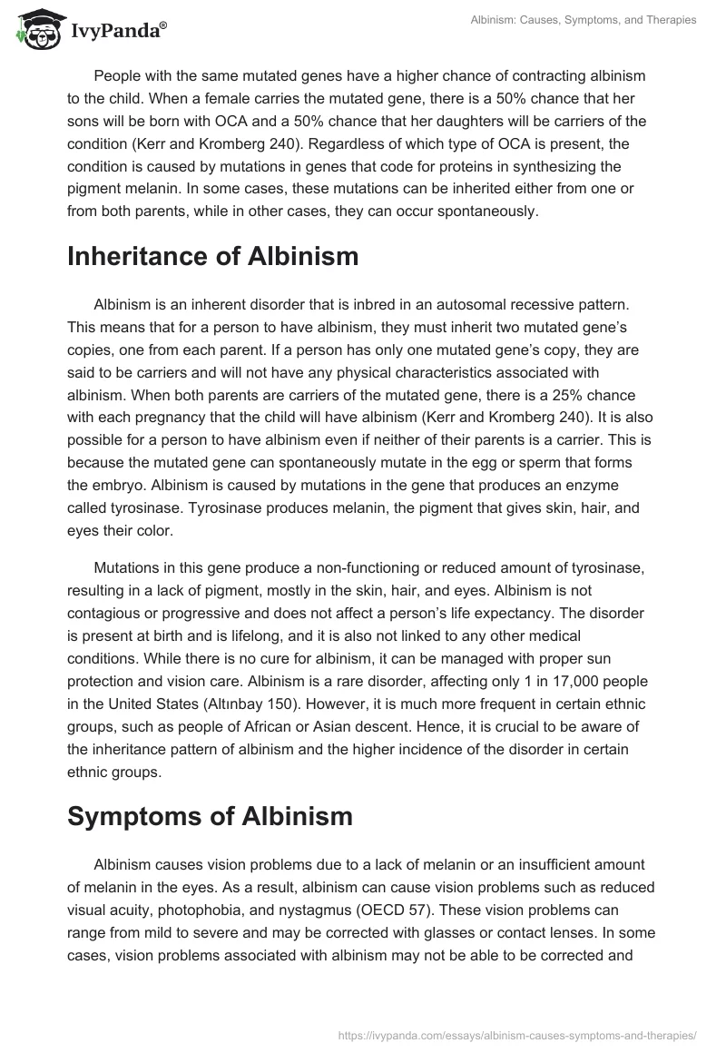Albinism: Causes, Symptoms, and Therapies. Page 2