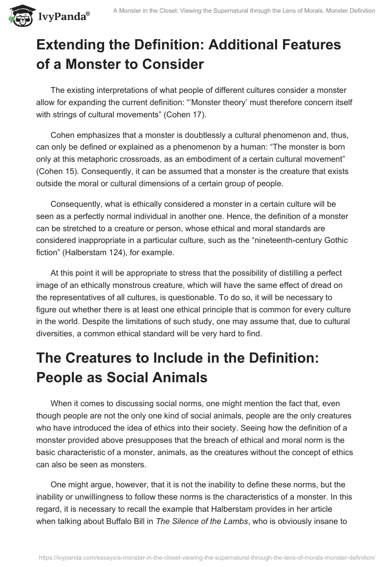A Monster in the Closet: Viewing the Supernatural through the Lens of Morals. Monster Definition. Page 2