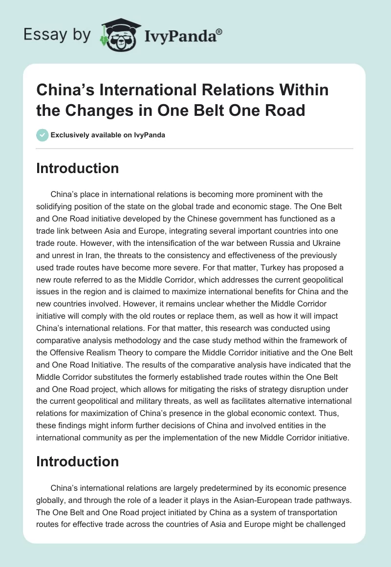 China’s International Relations Within the Changes in One Belt One Road. Page 1