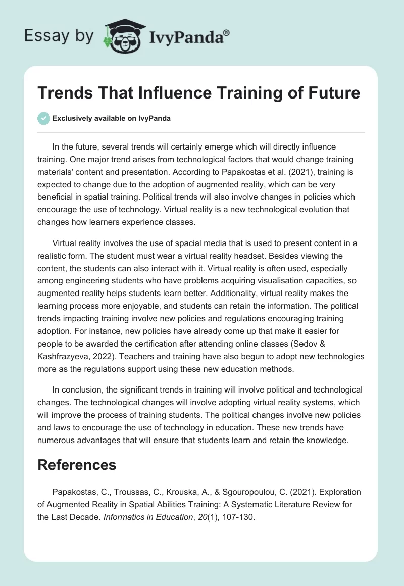 Trends That Influence Training of Future. Page 1