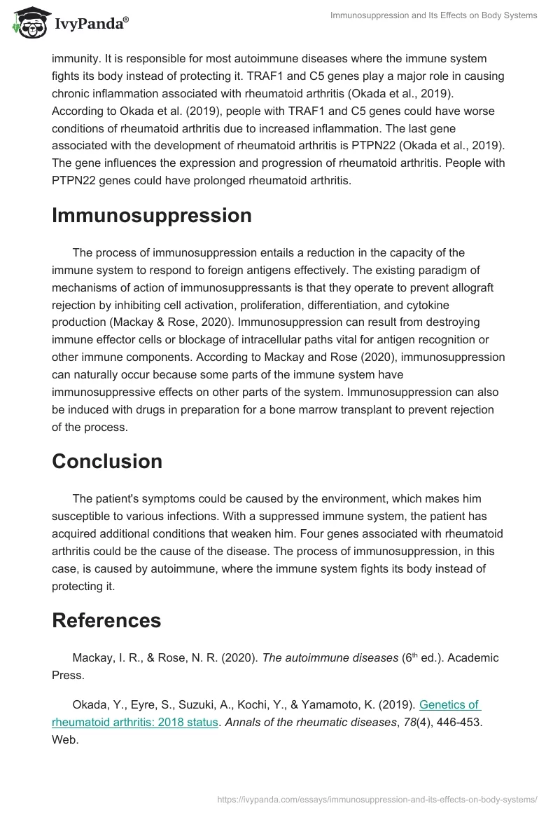 Immunosuppression and Its Effects on Body Systems. Page 2