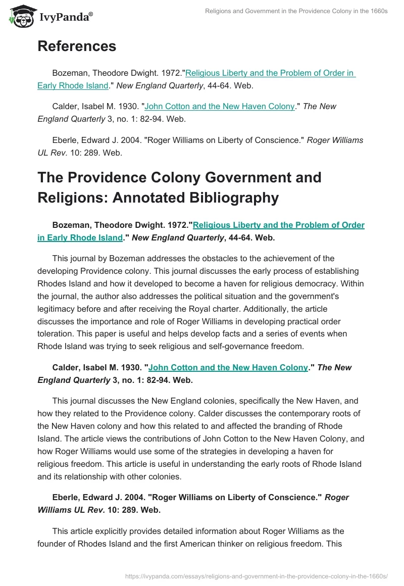 Religions and Government in the Providence Colony in the 1660s. Page 4