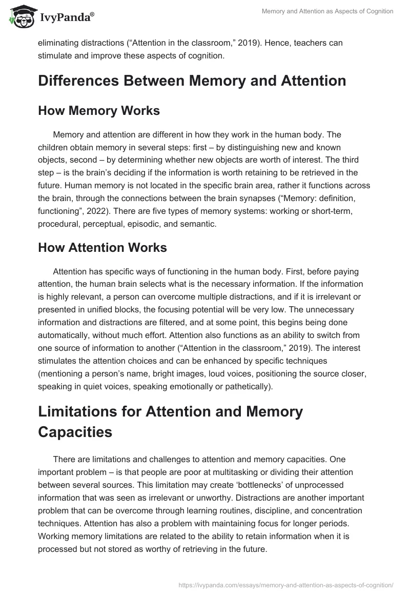 Memory and Attention as Aspects of Cognition. Page 2