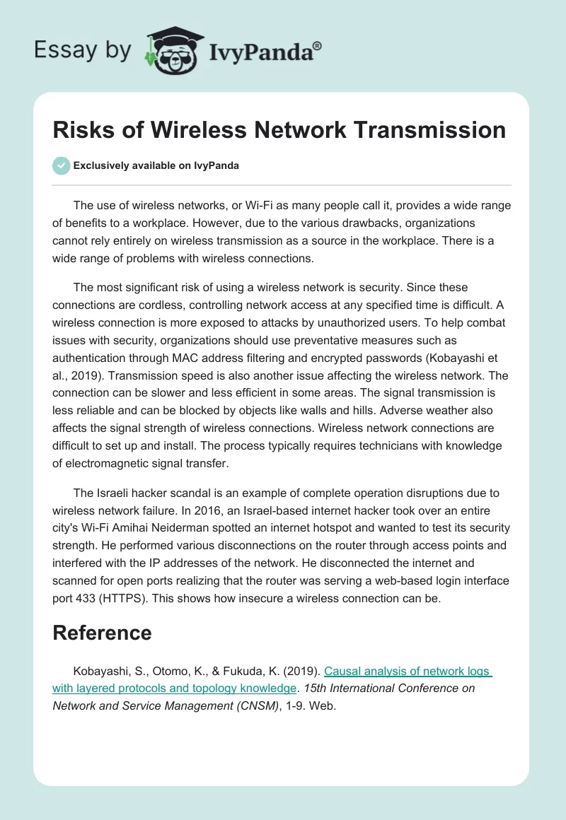 Risks of Wireless Network Transmission. Page 1