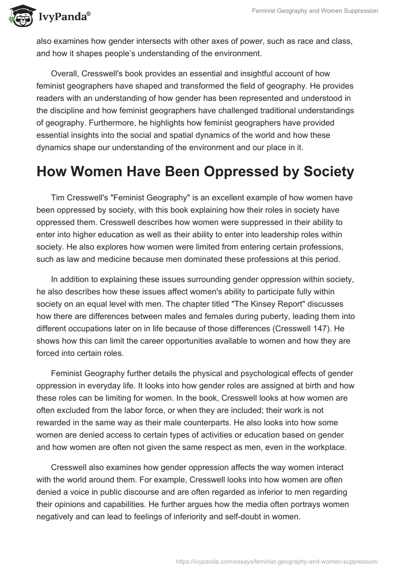 Feminist Geography and Women Suppression. Page 3