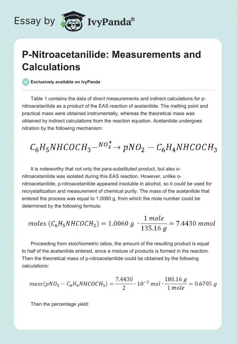 P-Nitroacetanilide: Measurements and Calculations. Page 1