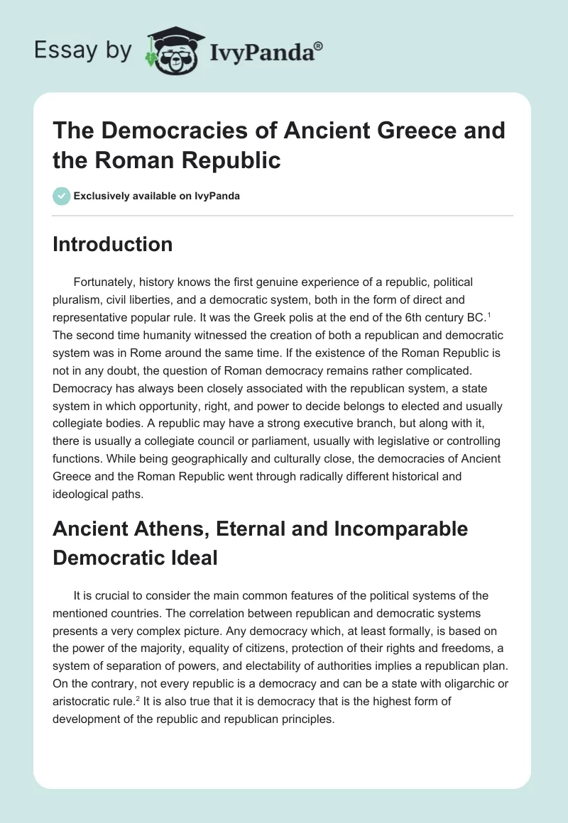 The Democracies of Ancient Greece and the Roman Republic. Page 1