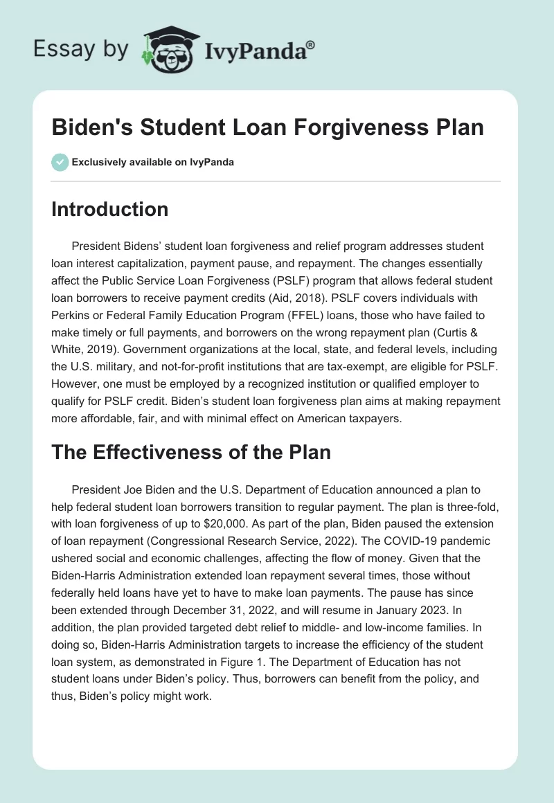 Biden's Student Loan Forgiveness Plan. Page 1