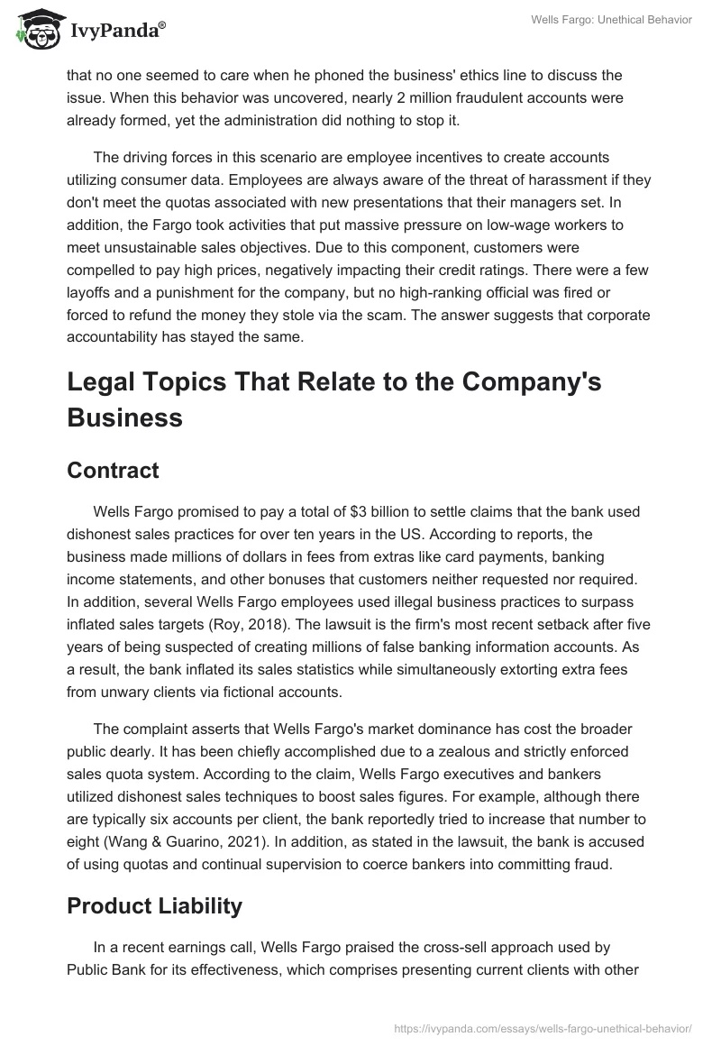 Wells Fargo: Unethical Behavior. Page 5