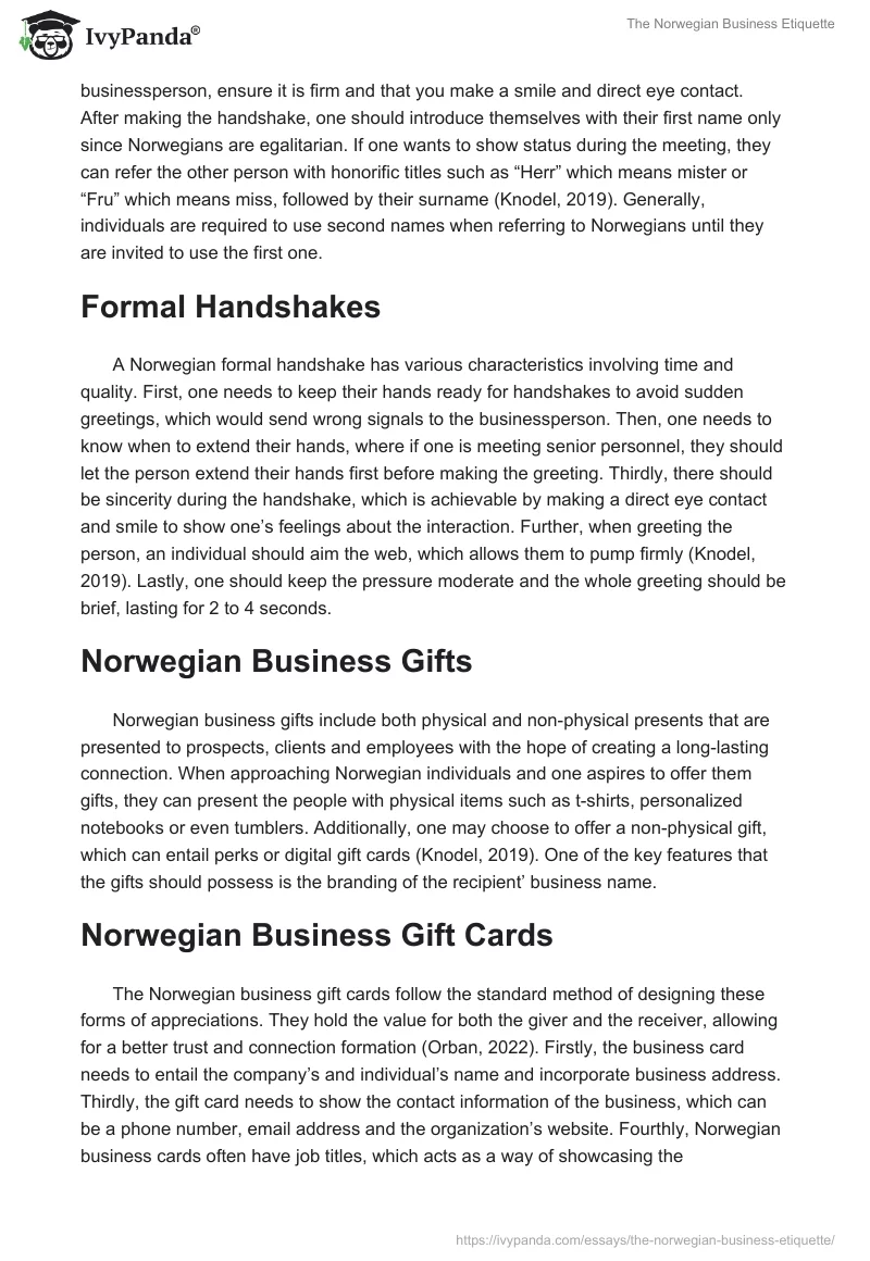 The Norwegian Business Etiquette. Page 2