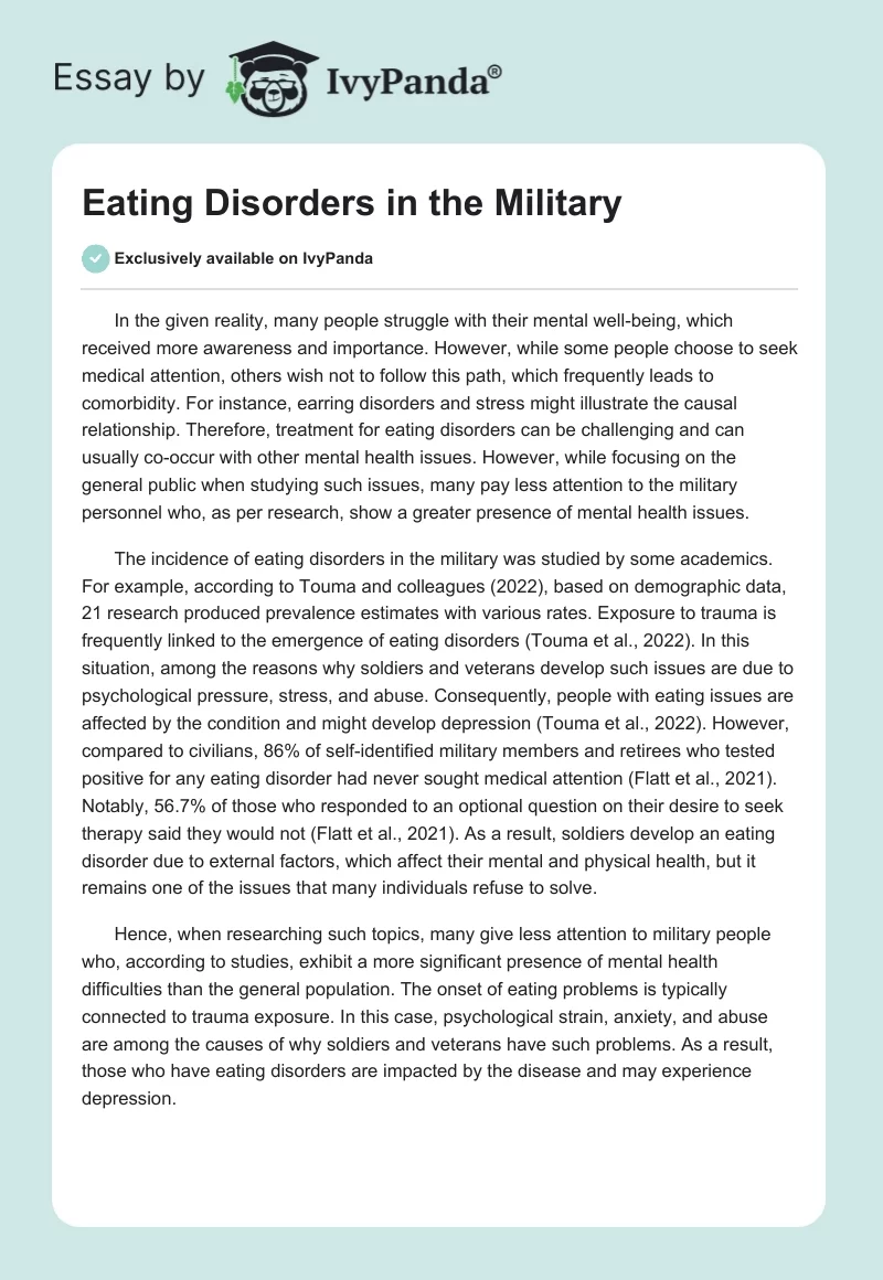 Eating Disorders in the Military. Page 1