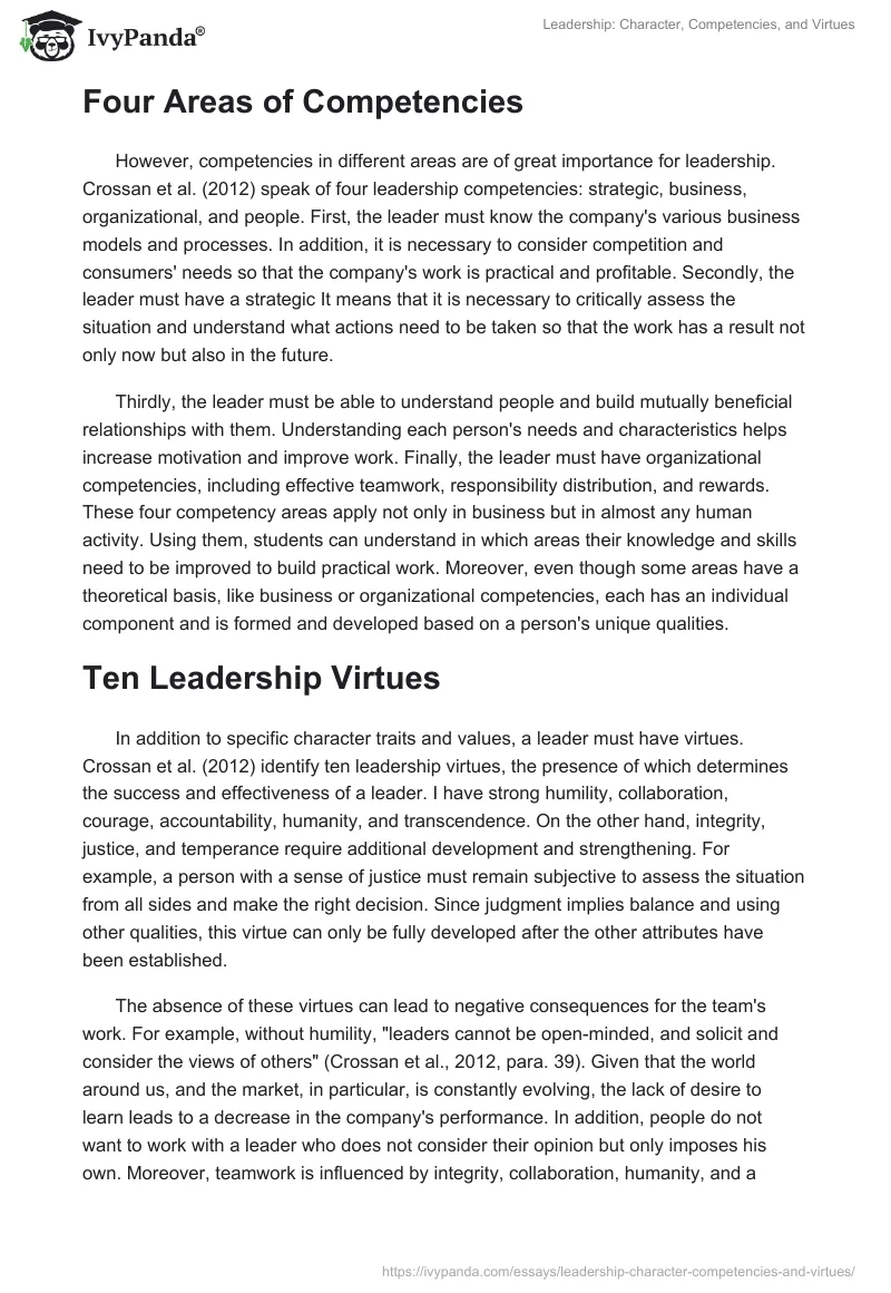 Leadership: Character, Competencies, and Virtues. Page 2