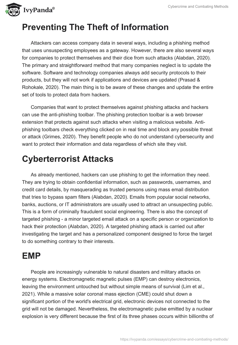 Cybercrime and Combating Methods. Page 2