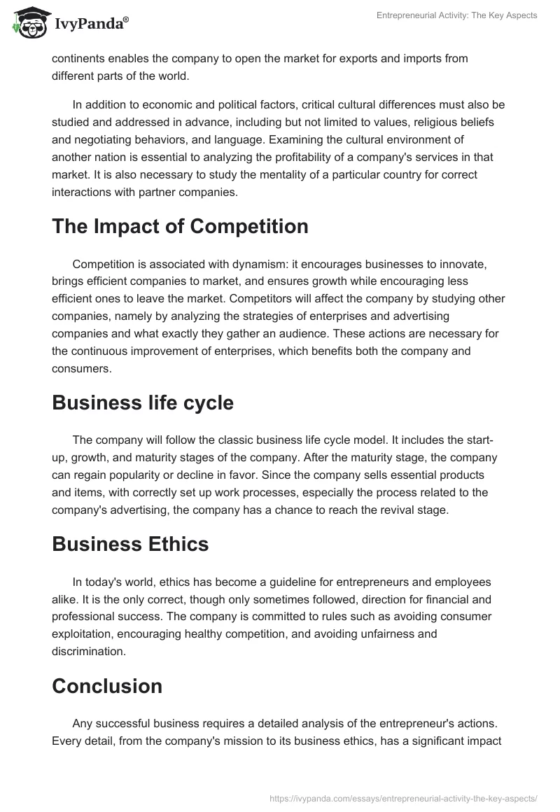 Entrepreneurial Activity: The Key Aspects. Page 3