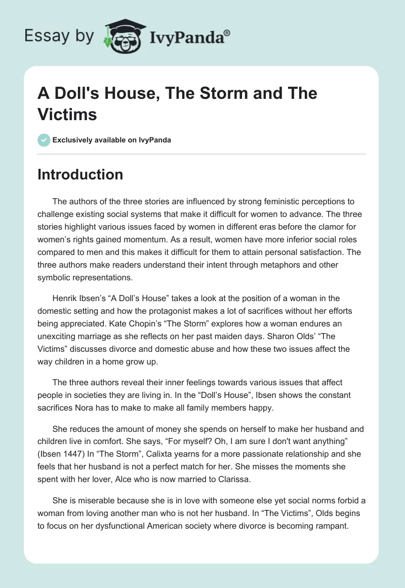 "A Doll's House", "The Storm" and "The Victims". Page 1