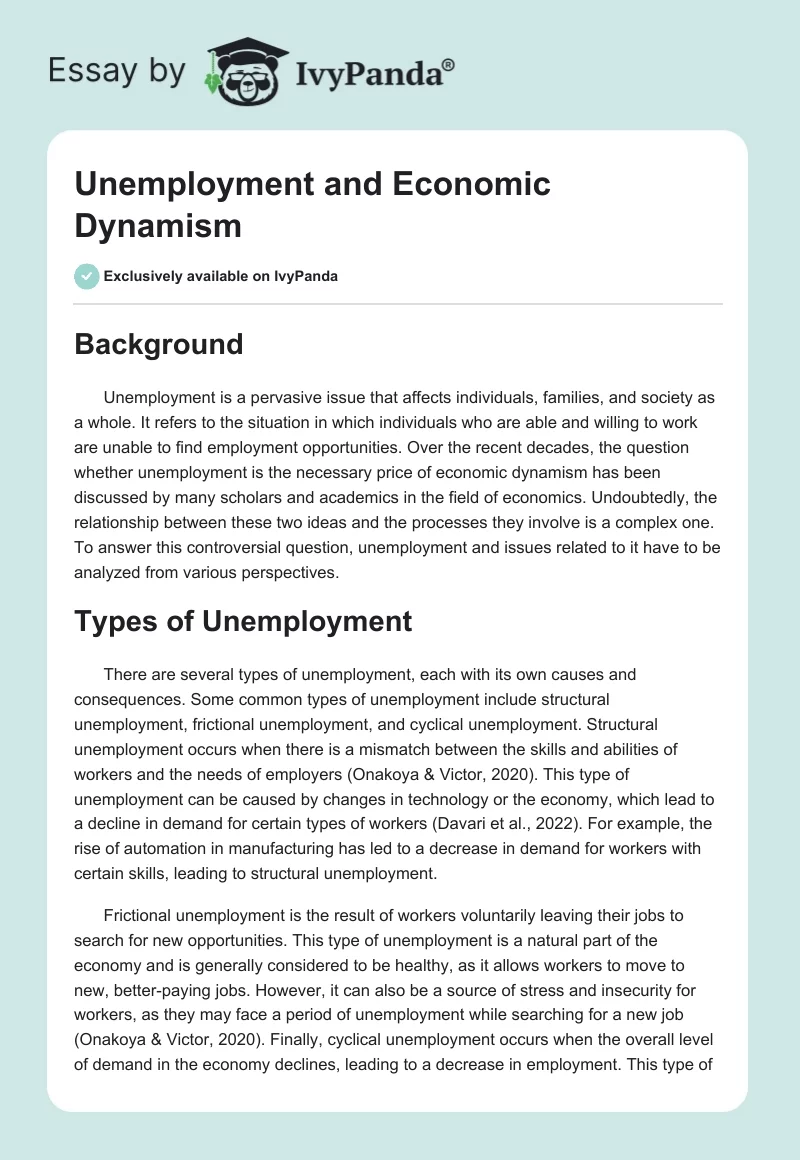 Unemployment and Economic Dynamism. Page 1
