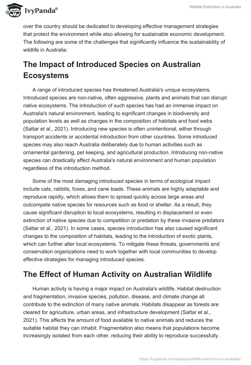 Wildlife Management and Extinction Prevention in Australia. Page 3