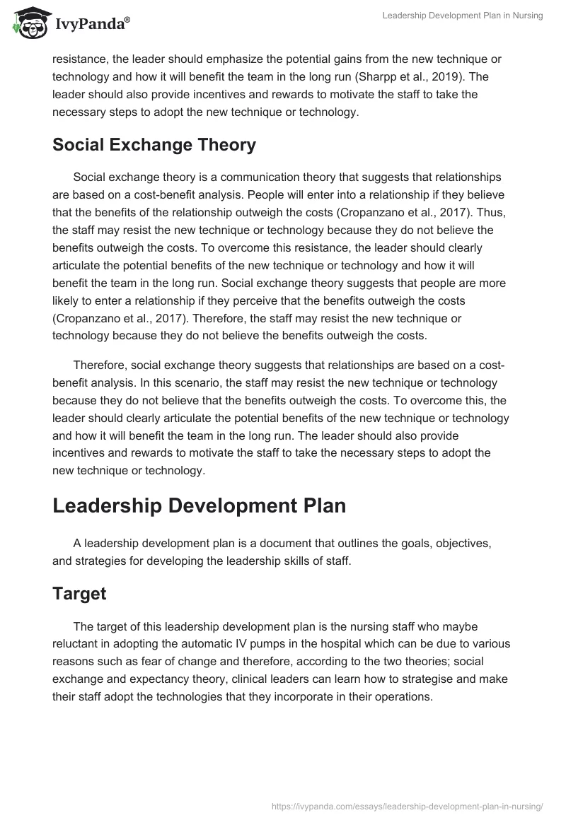 Leadership Development Plan in Nursing. Page 4
