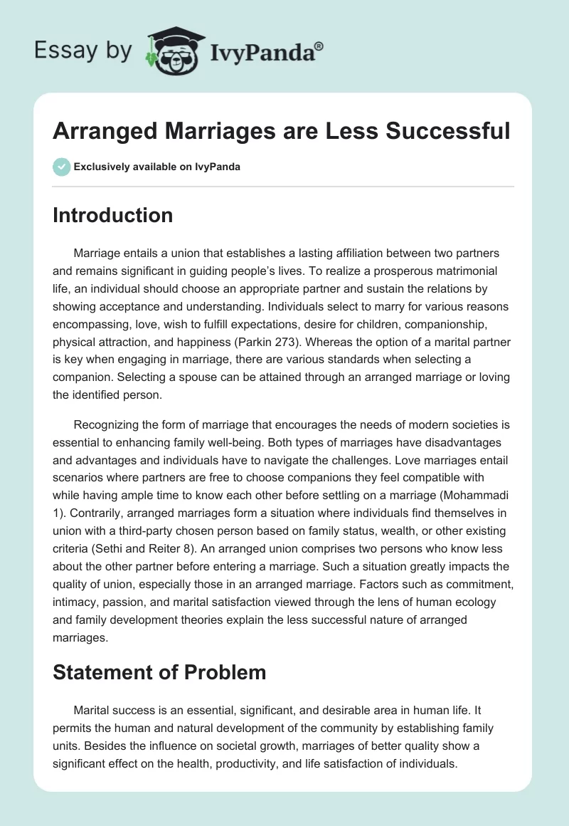 Arranged Marriages are Less Successful. Page 1