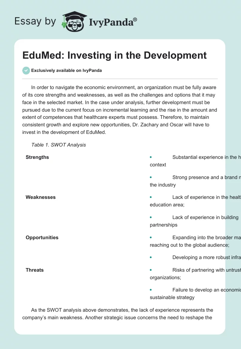 EduMed: Investing in the Development. Page 1