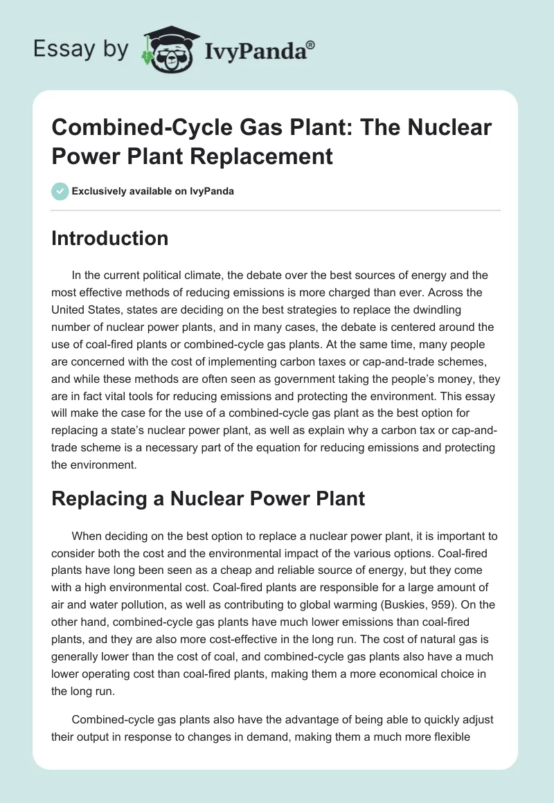 Combined-Cycle Gas Plant: The Nuclear Power Plant Replacement. Page 1