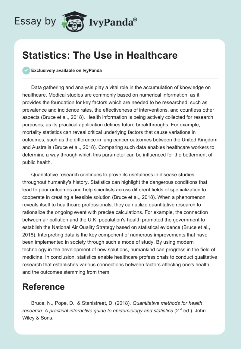 Statistics: The Use in Healthcare. Page 1