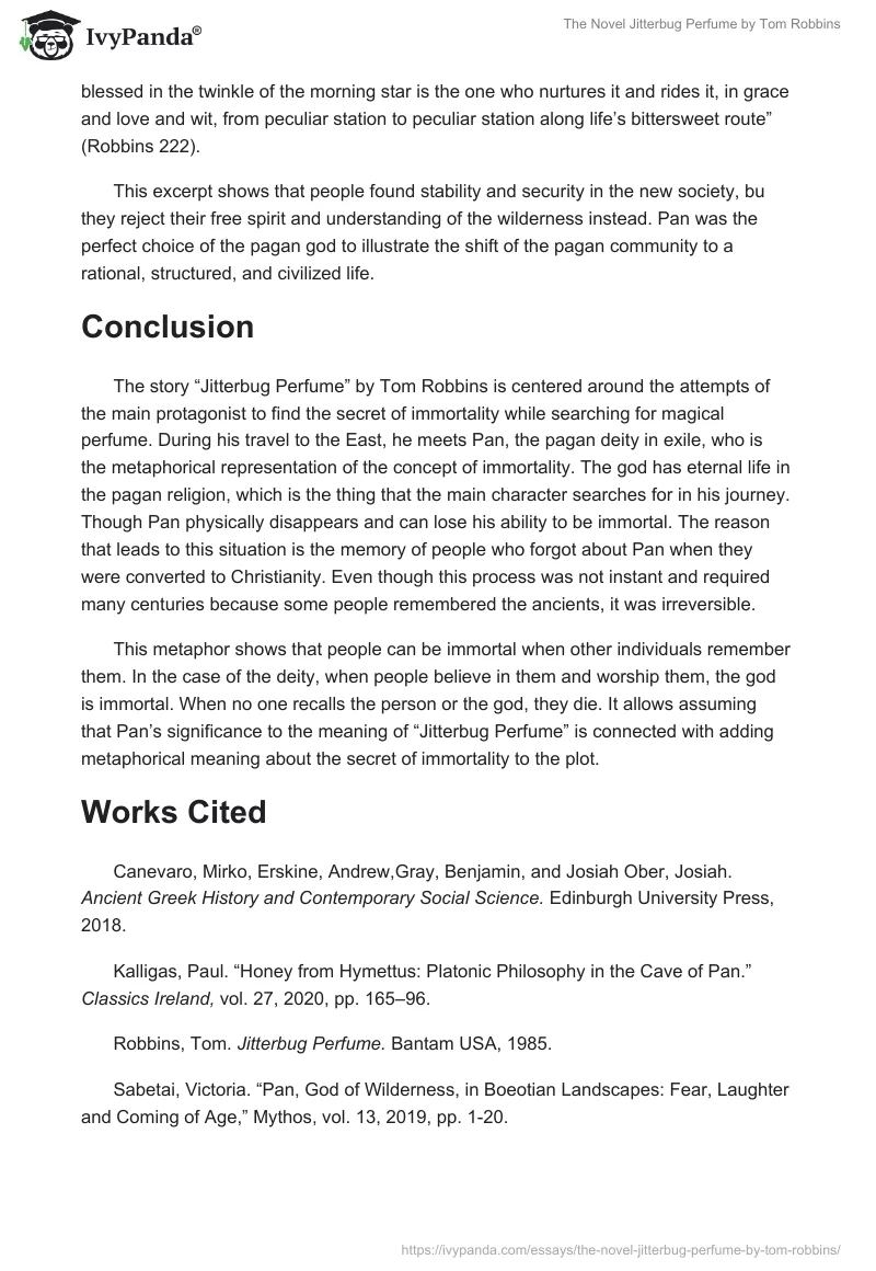 The Novel "Jitterbug Perfume" by Tom Robbins. Page 3