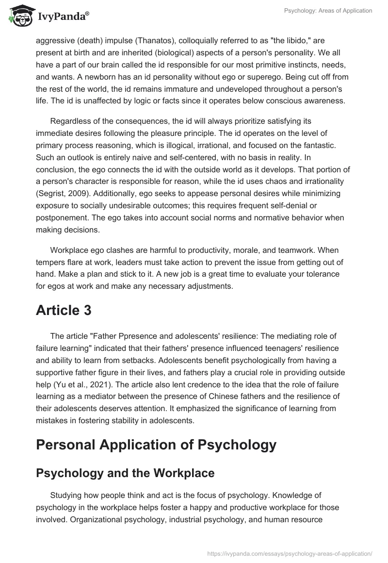 Psychology: Areas of Application. Page 2