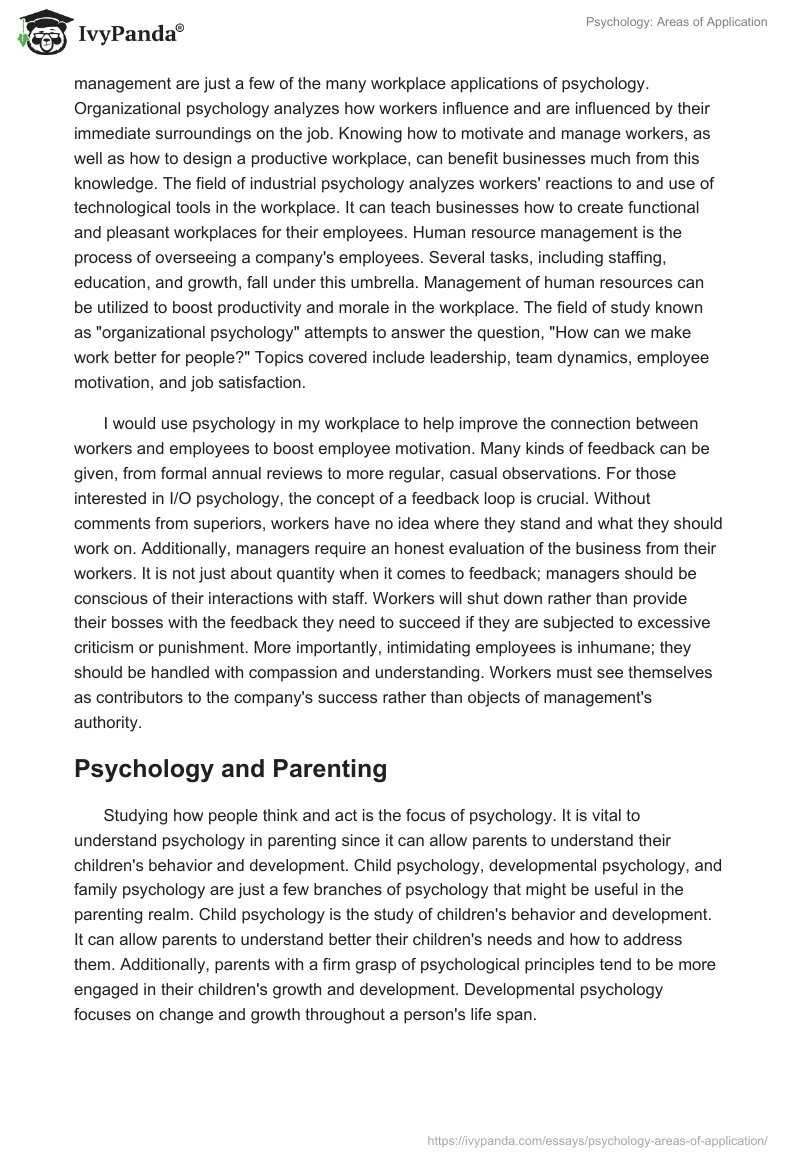 Psychology: Areas of Application. Page 3