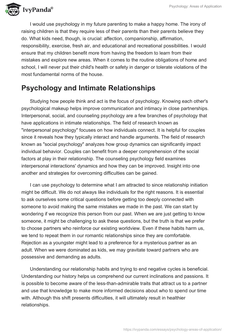 Psychology: Areas of Application. Page 4