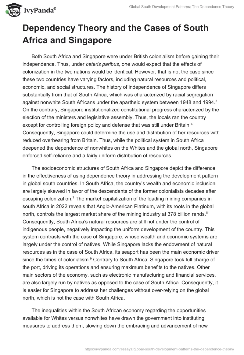 Global South Development Patterns: The Dependence Theory. Page 2