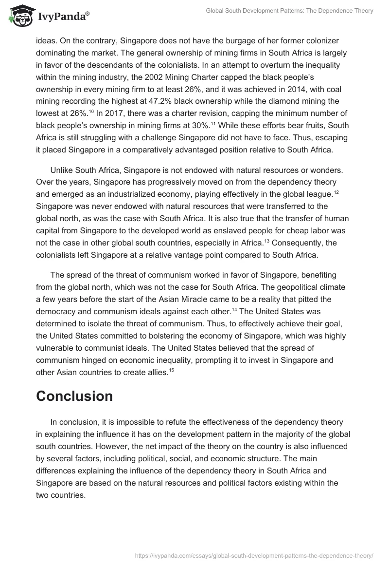 Global South Development Patterns: The Dependence Theory. Page 3