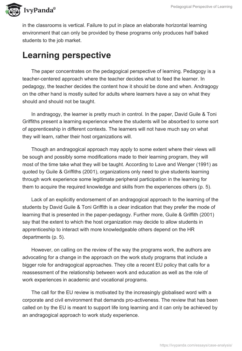 Pedagogical Perspective of Learning. Page 2