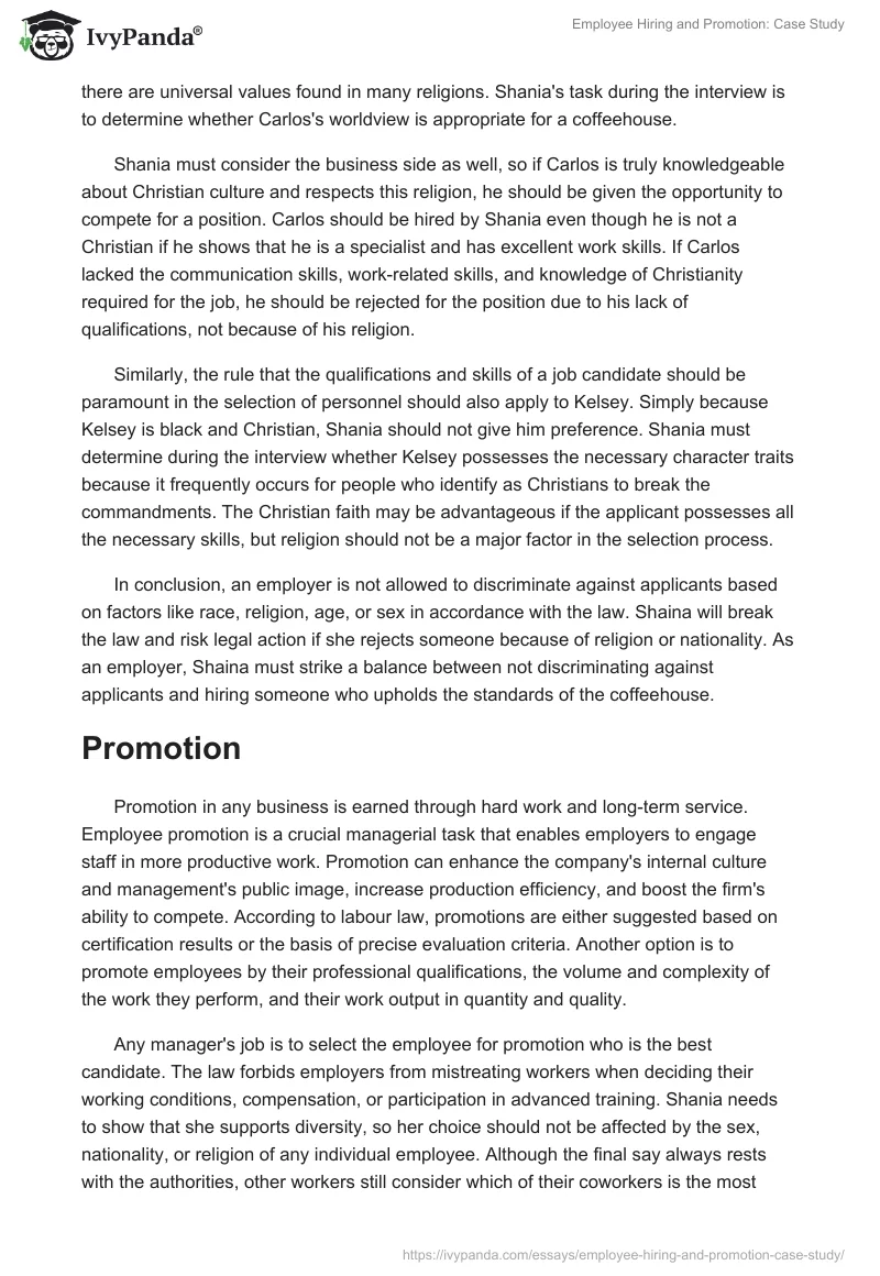 Employee Hiring and Promotion: Case Study. Page 2