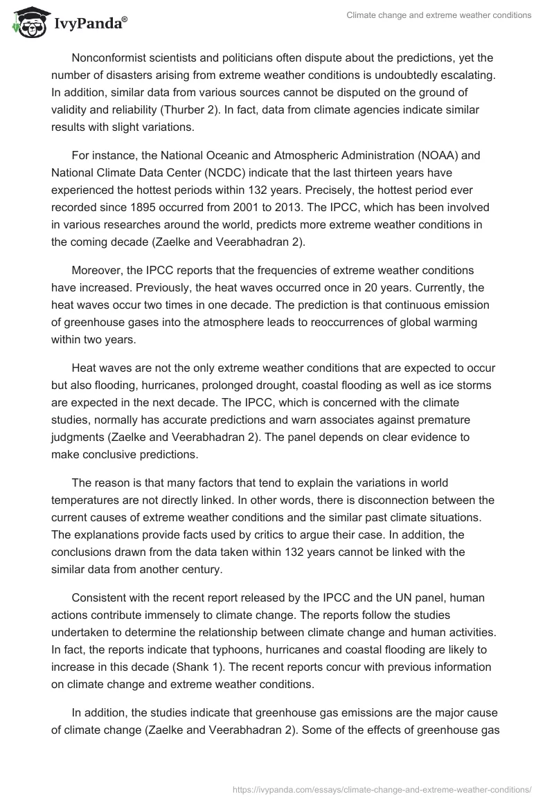 Climate Change and Extreme Weather Conditions. Page 2